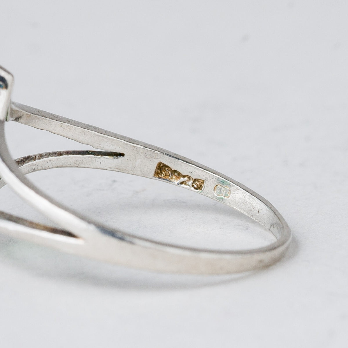 Silber Ring 925 Grüner Stein Größe 56 (17,8 mm Ø) 1,71 g5