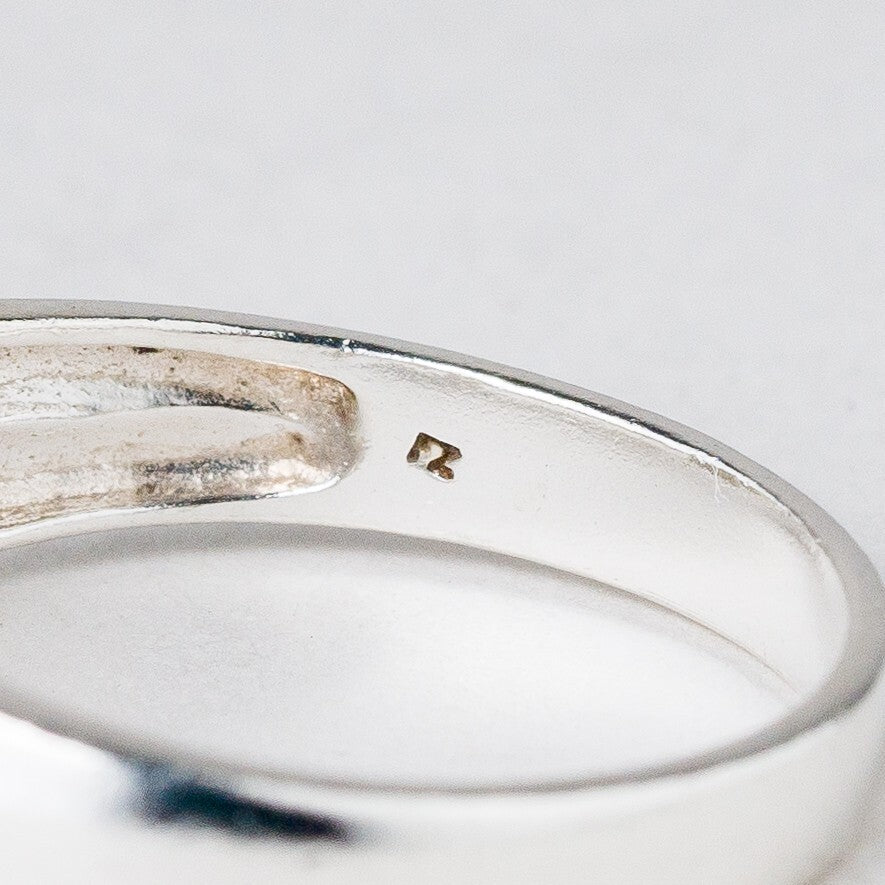 Silber Ring 925 Weißer Stein Größe 58 (18,4 mm Ø) 2,36 g7