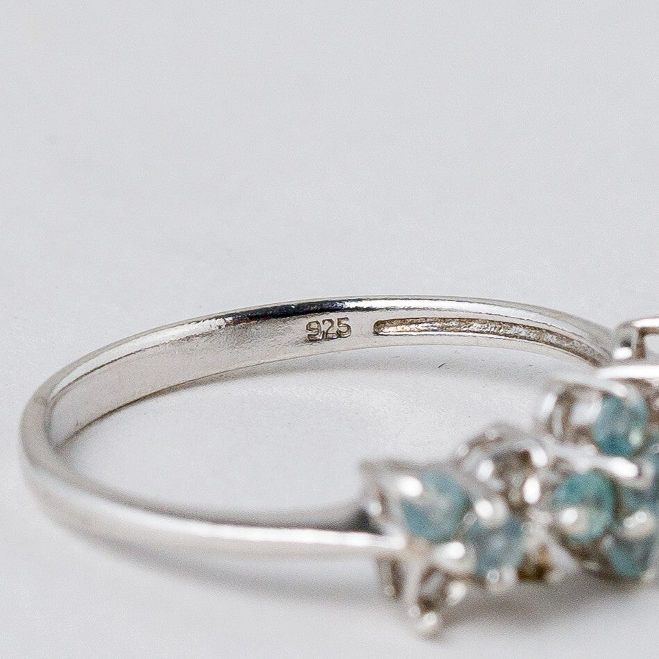 Silber Ring 925 Blaue Steine Größe 55 (17,5 mm Ø) 1,68 g8
