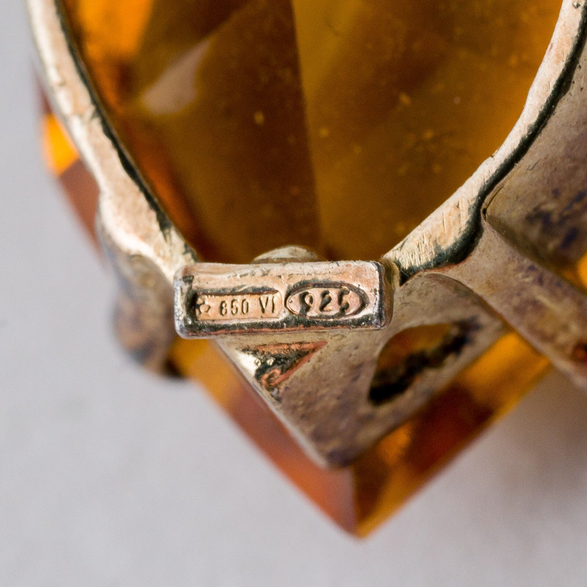 Anhänger Silber 925 vergoldet Gelber Stein 2,5 cm 3,83 g4
