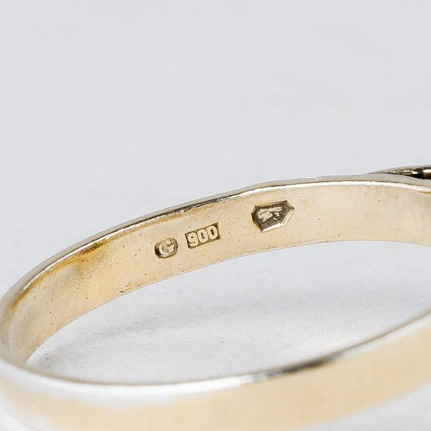 Silber Ring 900 Rote Steine Größe 54 (17,2 mm Ø) 2,18 g5