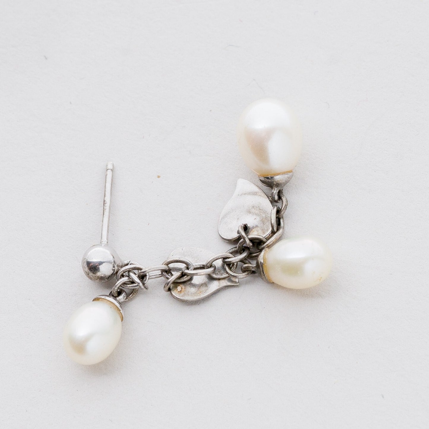 Einzelner Ohrring Hängeohrring Silber Perle 2,77 g7