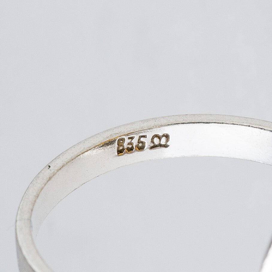 Silber Ring 835 Oranger Stein Größe 56 (17,8 mm Ø) 5,05 g5