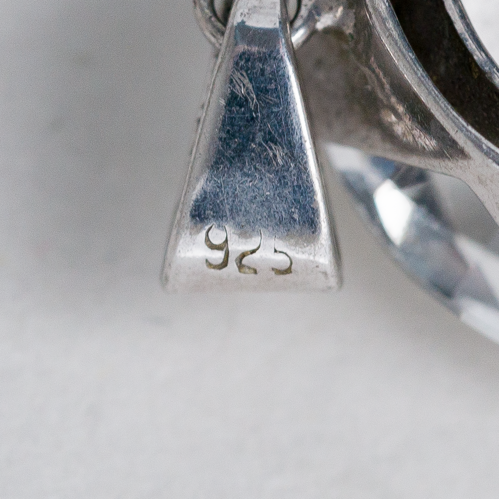 Anhänger Weißer Stein 925er Silber 5,31 g 2,5 cm2