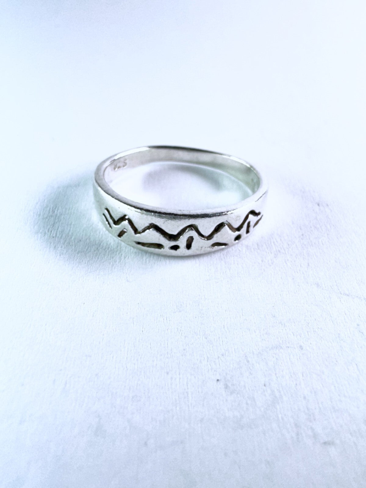 Silberring 925er Sterling Silber mit Muster Größe 55 (17,5 mm Ø) 2,63 g5