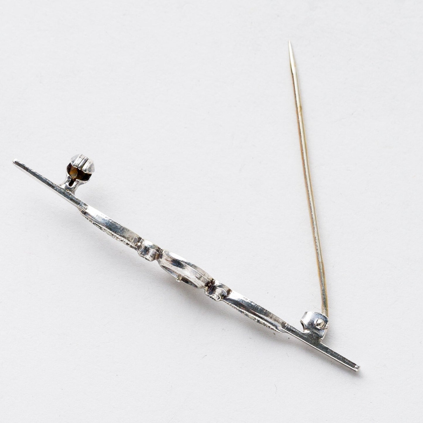 Brosche 835 Silber Graue Steine 5,5 cm 2,73 g7