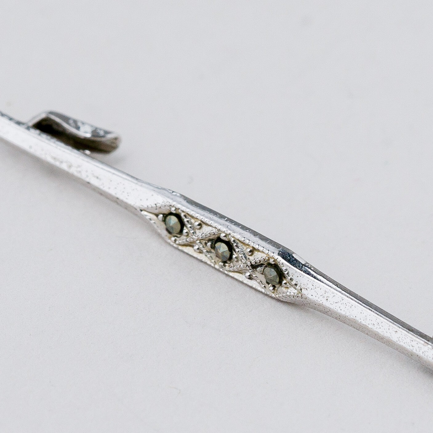 Silber Brosche 800 Graue Steine 2,32 g3