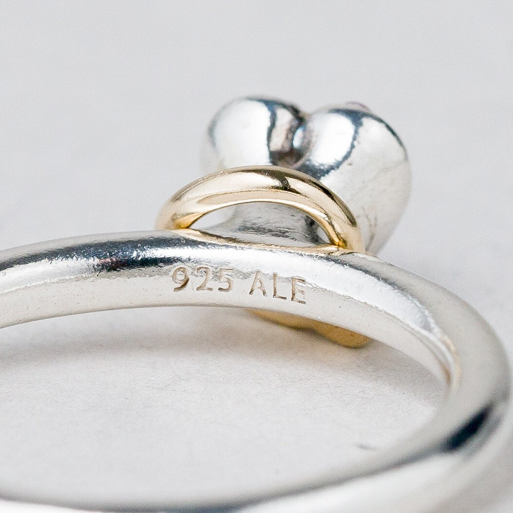 Silber Ring 925 Rosa Steine Herz und Ring Größe 56 (17,8 mm Ø) 4,12 g5