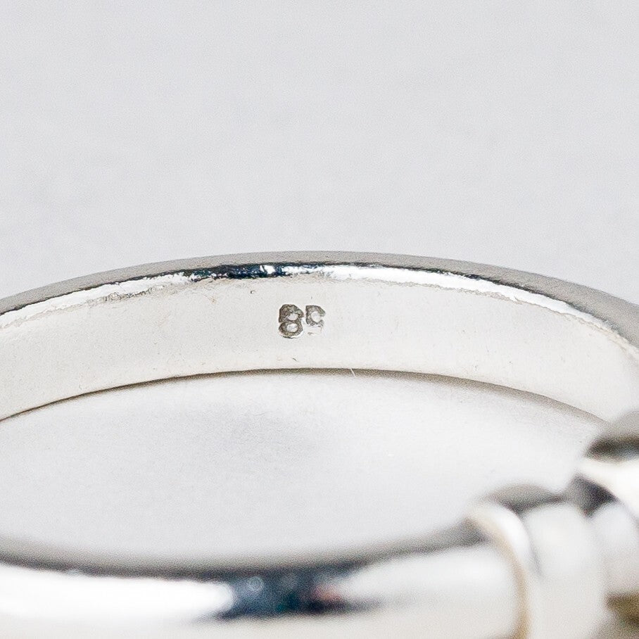 Silber Ring 925 Weißer Stein Größe 58 (18,4 mm Ø) 3,42 g8