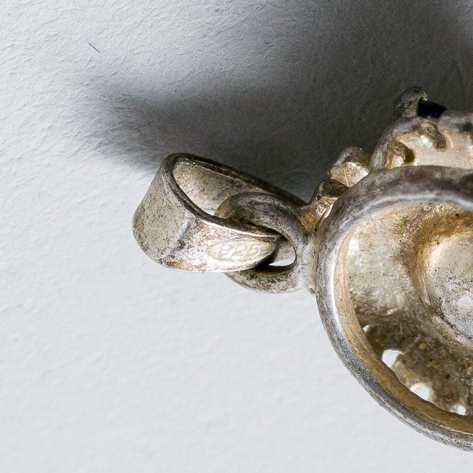 Anhänger 925 Silber Perle Blaue Steine 1,9 cm 1,83 g8