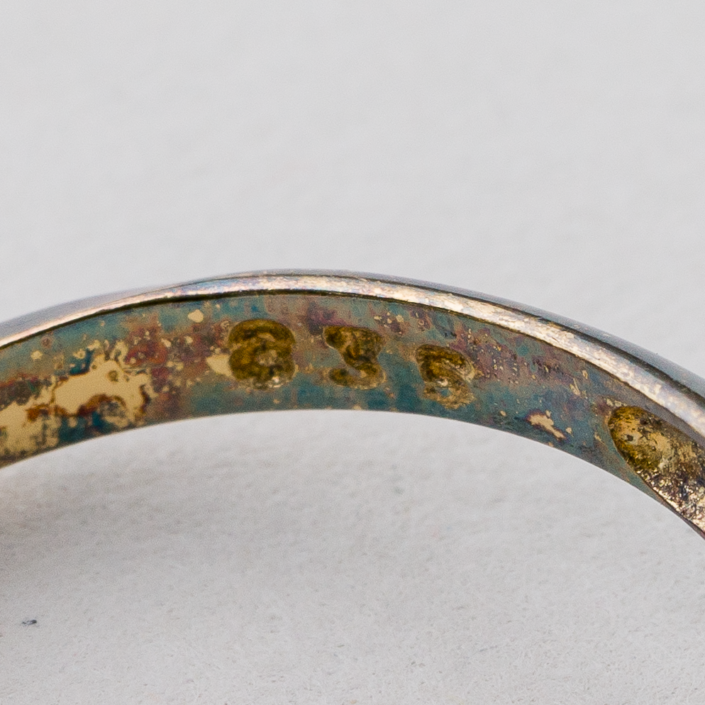 Ring Perle und Granaten 2,96 g 835 Silber vergoldet Größe 55 (17,5 mm Ø)4