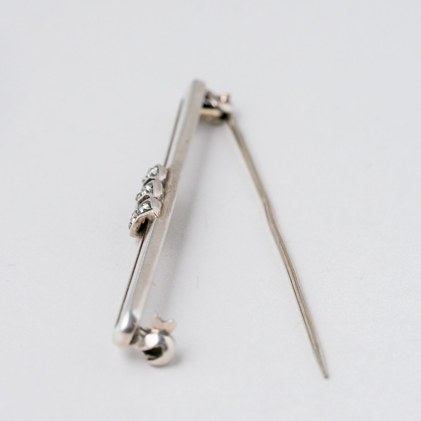 Brosche 835 Silber Weiße Steine 5,6 cm 4,22 g5