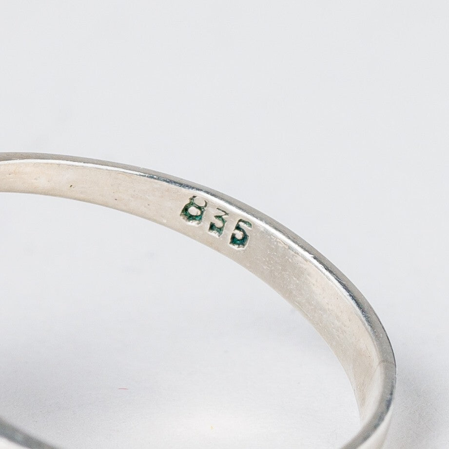 Silber Ring 835 Blaue und Weiße Steine Größe 55 (17,5 mm Ø) 3,46 g6