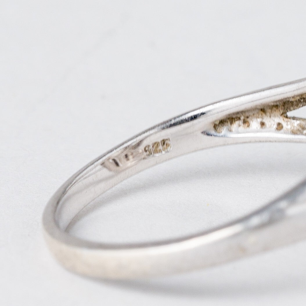 Silber Ring 925 Weißer Stein Größe 59 (18,8 mm Ø) 2,87 g5