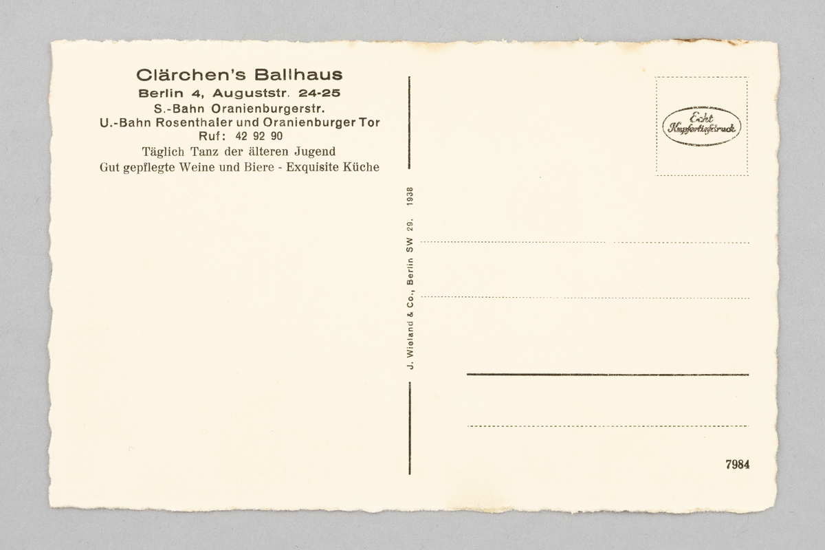 Ansichtskarte Berlin Brühler's Ballhaus Clärchen's Ballhaus um 19001