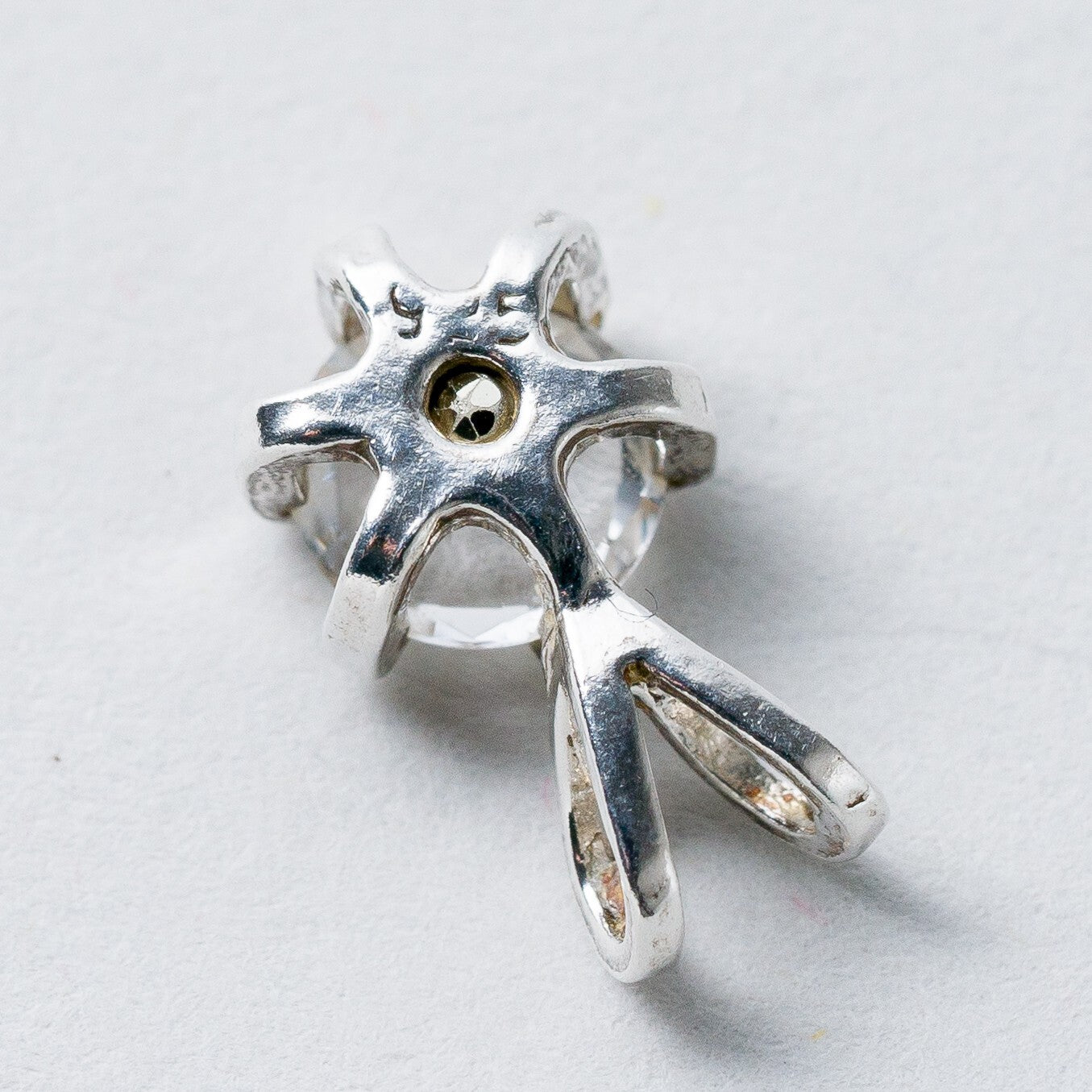 Anhänger 925 Silber Weißer Stein 1,3 cm 0,73 g5