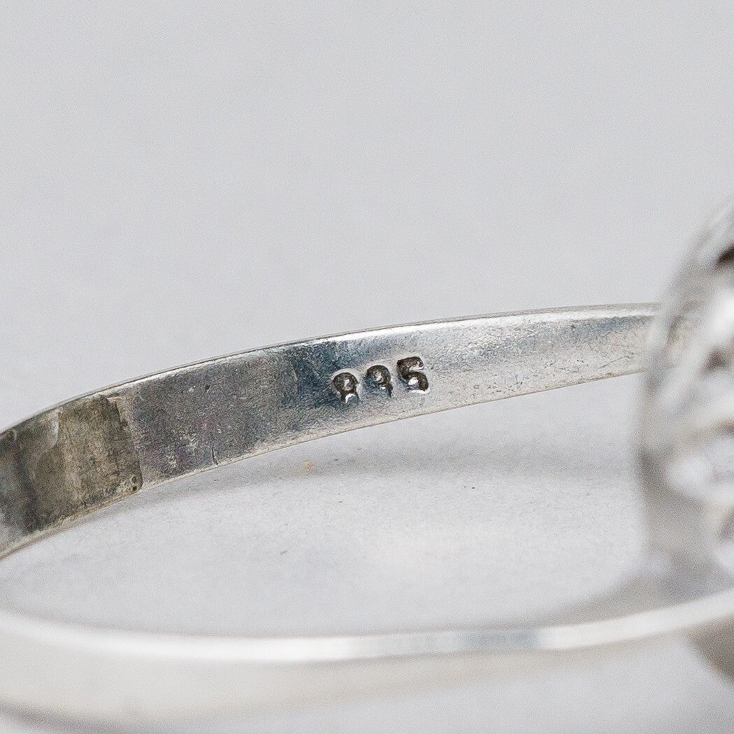 Silber Ring 835 Purpurne Steine Perle Größe 59 (18,8 mm Ø) 2,9 g6