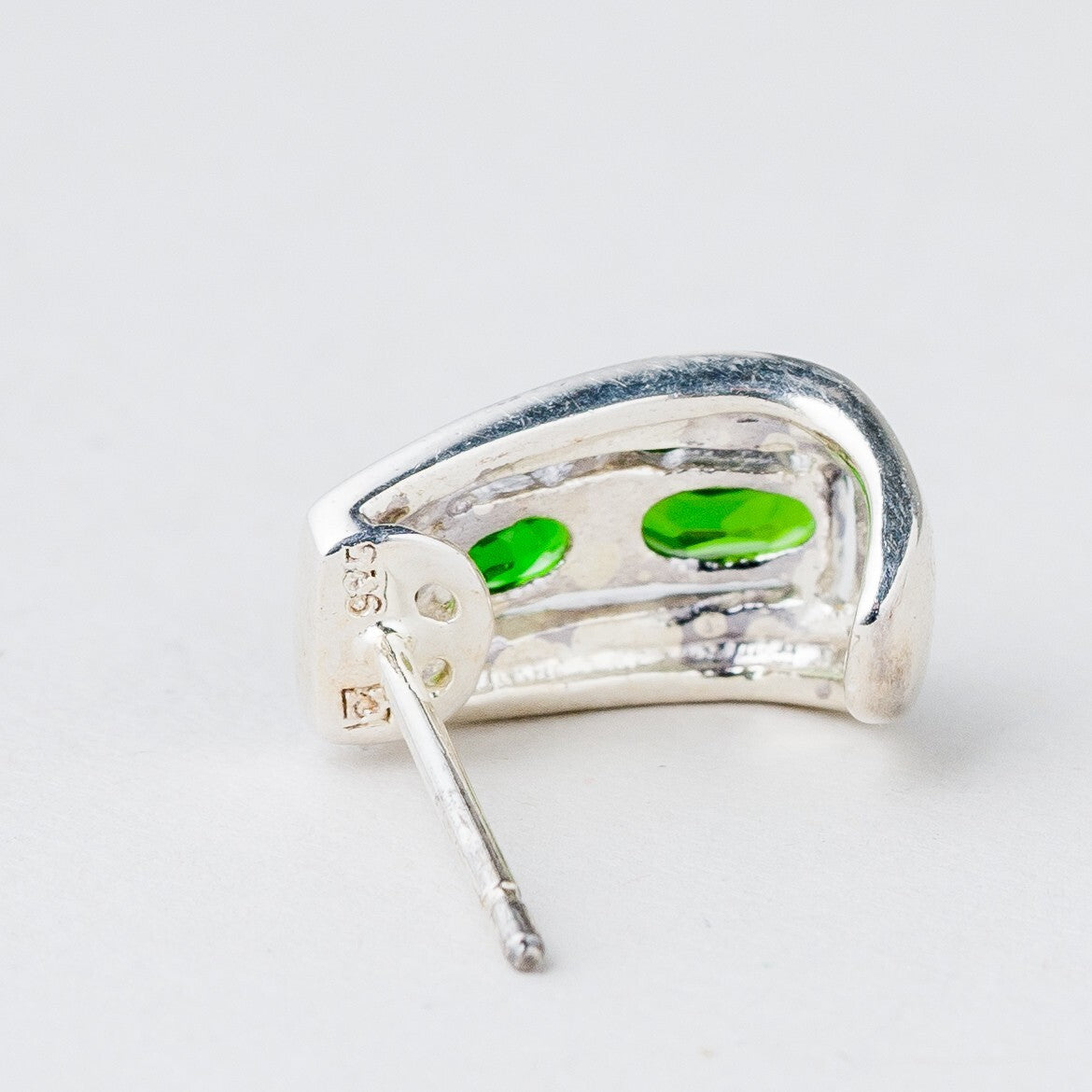 Silber Ohrringe Ohrstecker 925 Grüne Steine 2,65 g5