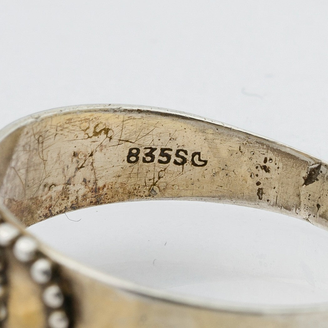 Silberring Grünlicher Stein 835er Silber 2,7 g Größe ab 59 (18,8 mm Ø)3