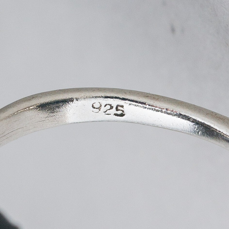 Silber Ring 925 Schwarzer Stein Größe 59 (18,8 mm Ø) 5,34 g7