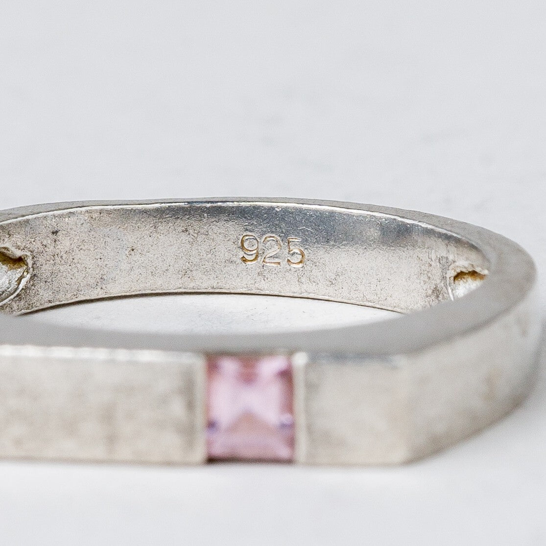 Silber Ring 925 Rosa Stein Größe 54 (17,2 mm Ø) 2,98 g5