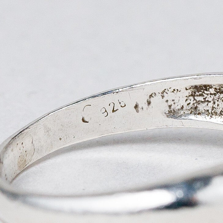 Silber Ring 925 Weißer Stein Größe 55 (17,5 mm Ø) 2,7 g7