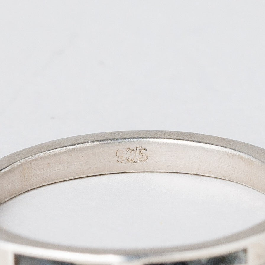 Silber Ring 925 Schwarze Steine Größe 55 (17,5 mm Ø) 1,4 g4