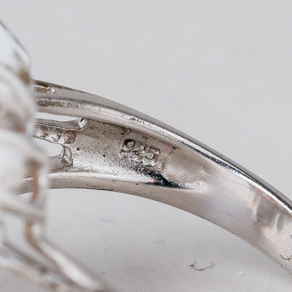 Silber Ring 925 Rote und Weiße Steine Größe 60 (19,1 mm Ø) 7,3 g6