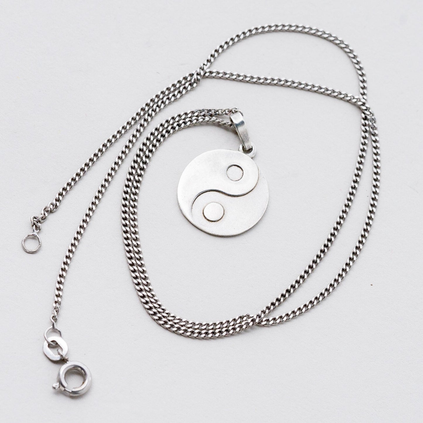 Silber Halskette 925 Panzerkette Anhänger Yin Yang 43 cm 4,78 g8