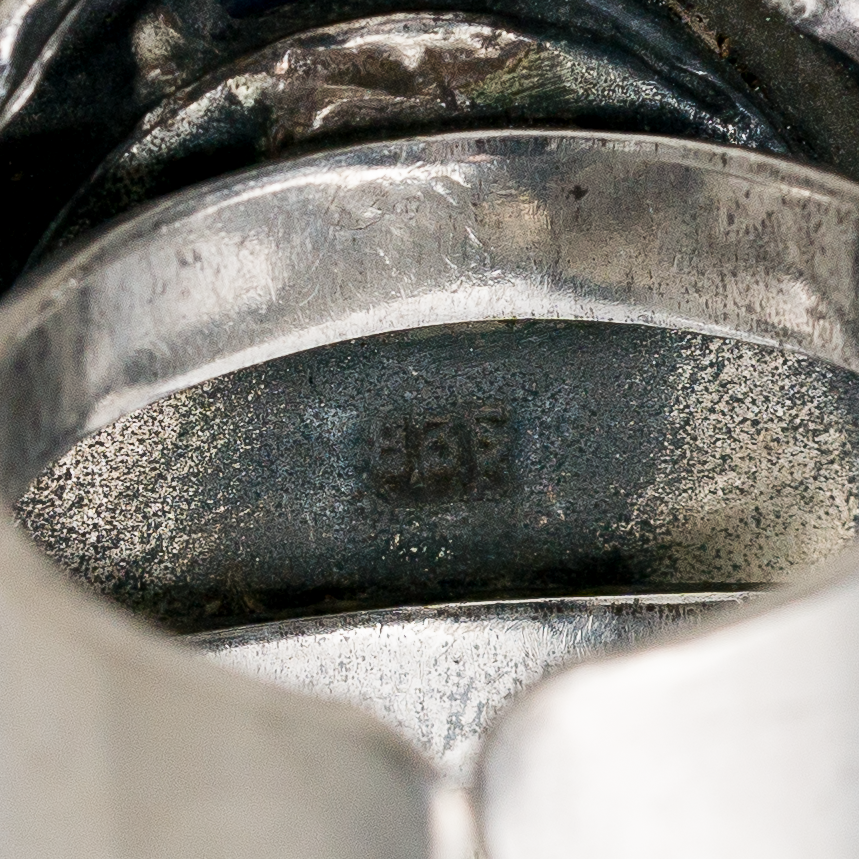 Ring Blauer Stein 835er Silber 11,91 g Größe flexibel3