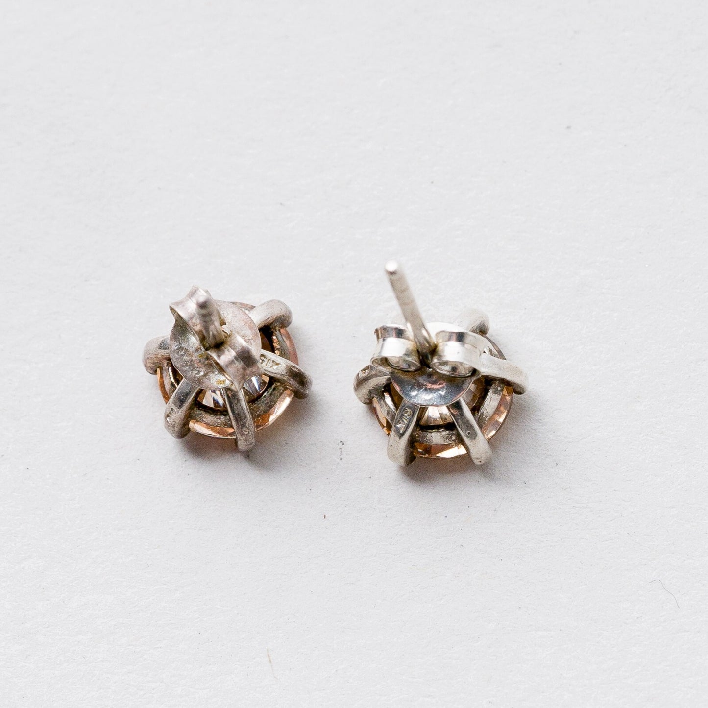 Ohrringe Ohrstecker Silber Rosa Steine 2,09 g6