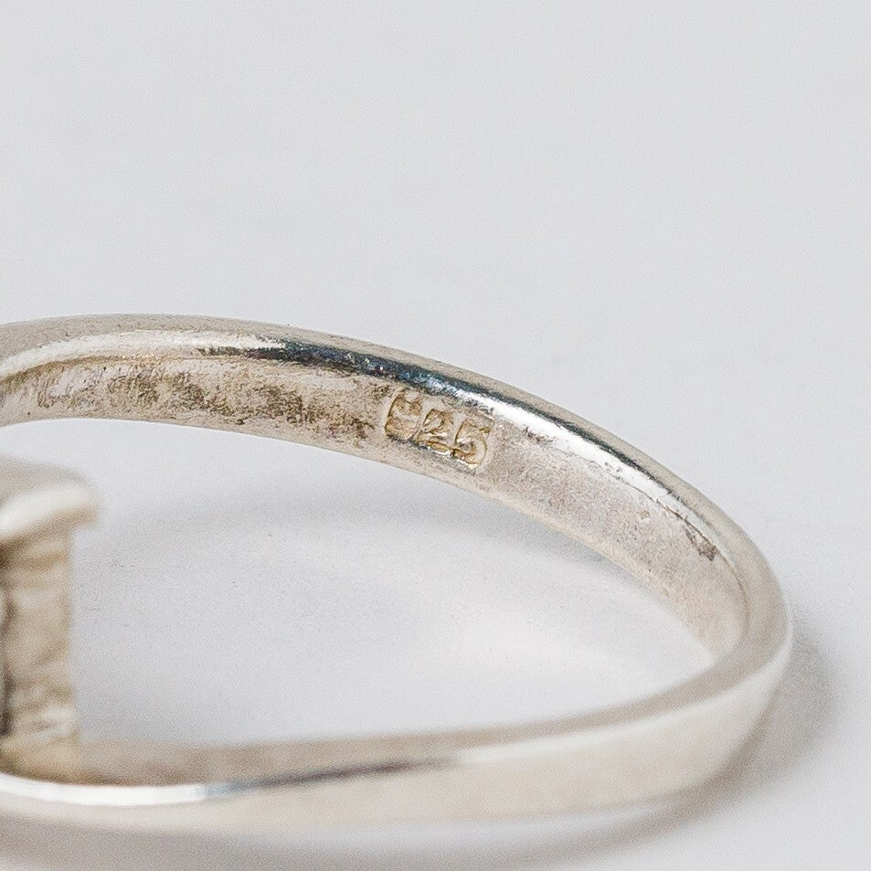 Silber Ring 925 Weißer Stein Größe 56 (17,8 mm Ø) 3,52 g6