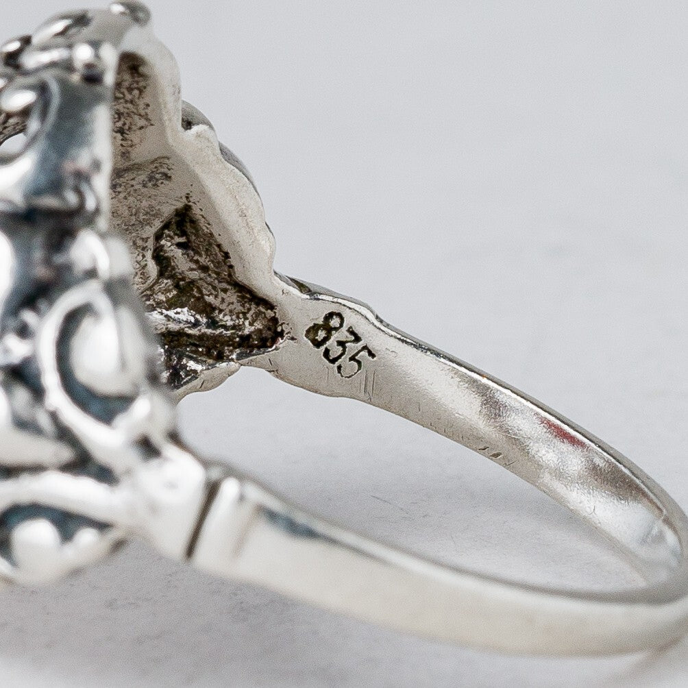 Silber Ring 835 Roter Stein Größe 57 (18,1 mm Ø) 3,82 g5