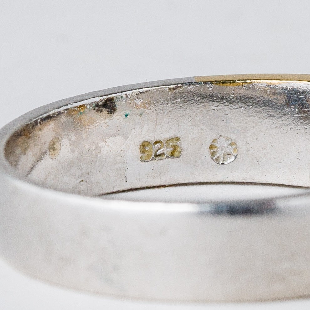 Silber Ring 925 Weißer Stein Größe 63 (20,0 mm Ø) 4,35 g6