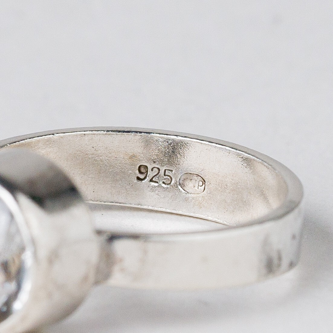 Silber Ring 925 Weißer Stein Größe 53 (16,8 mm Ø) 2,95 g7