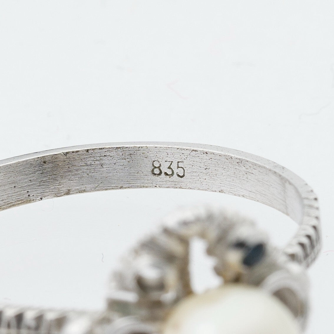 Silberring mit Perle und Besatz 835er Silber 2,67 g Größe 64 (20,3 mm Ø)3