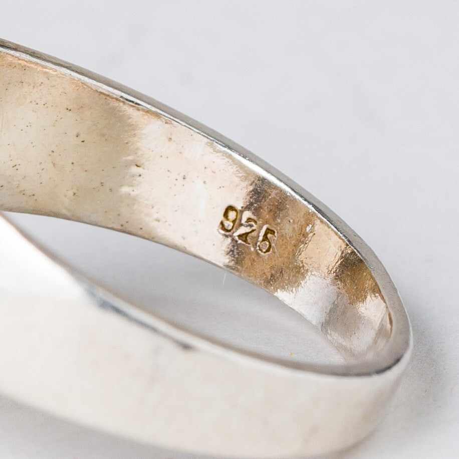 Silber Ring 925 Weißer Stein Größe 59 (18,8 mm Ø) 5,97 g5