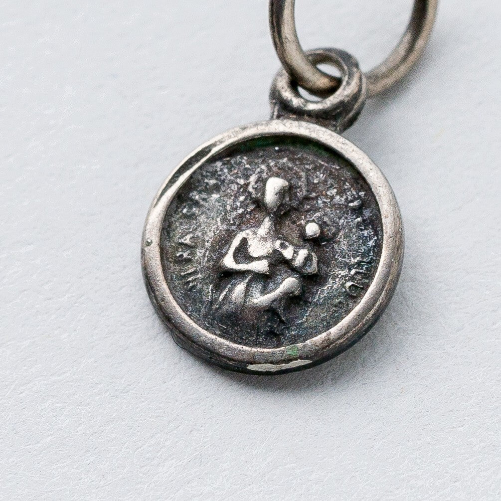 Anhänger Silber Miniatur Medaille Jesus und Maria 1,4 cm 0,5 g7