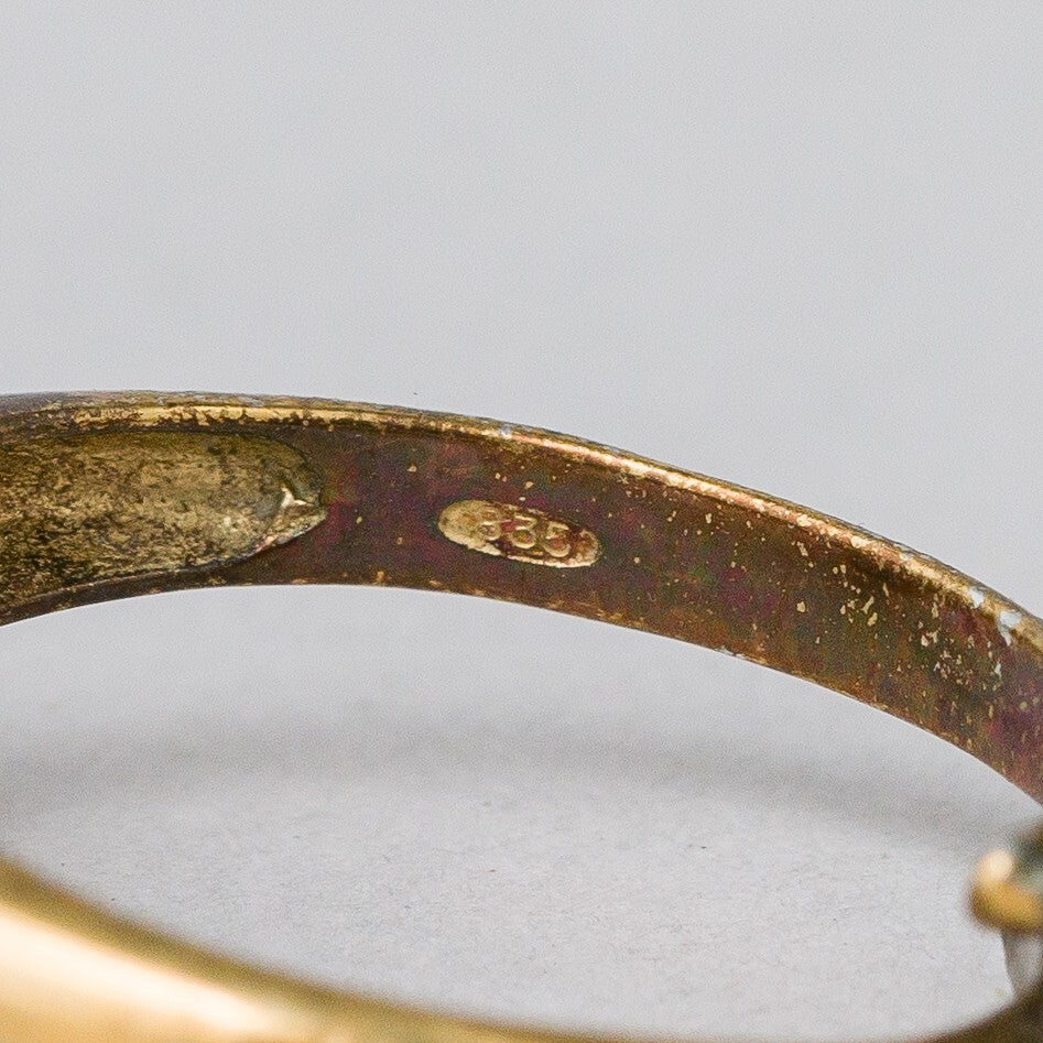 Silber Ring 835 vergoldet Rote Steine Perle Größe flexibel ca. 56 3,05 g6
