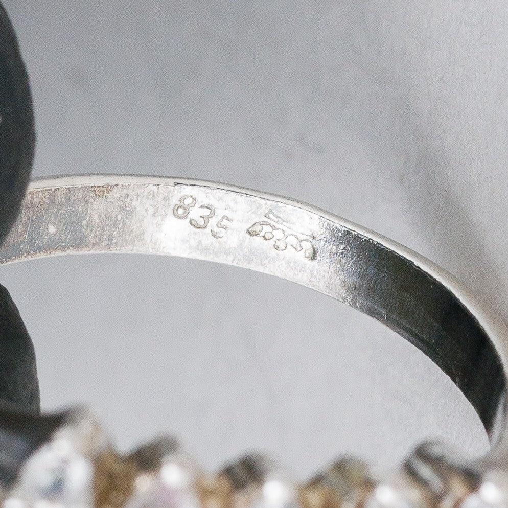 Silber Ring 835 Pinke und Weiße Steine Größe 59 (18,8 mm Ø) 5,22 g8