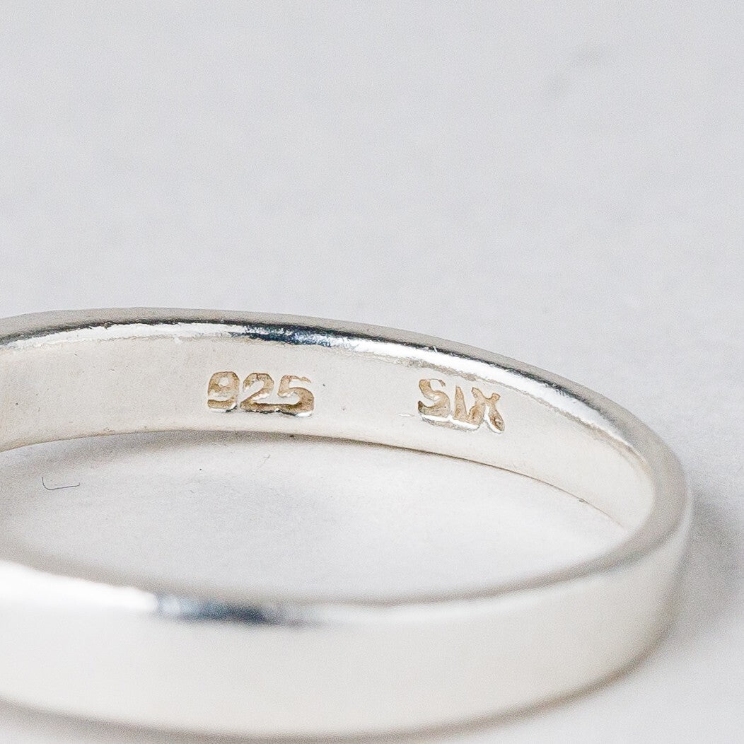 Silber Ring 925 Weißer Stein Größe 56 (17,8 mm Ø) 2,93 g6