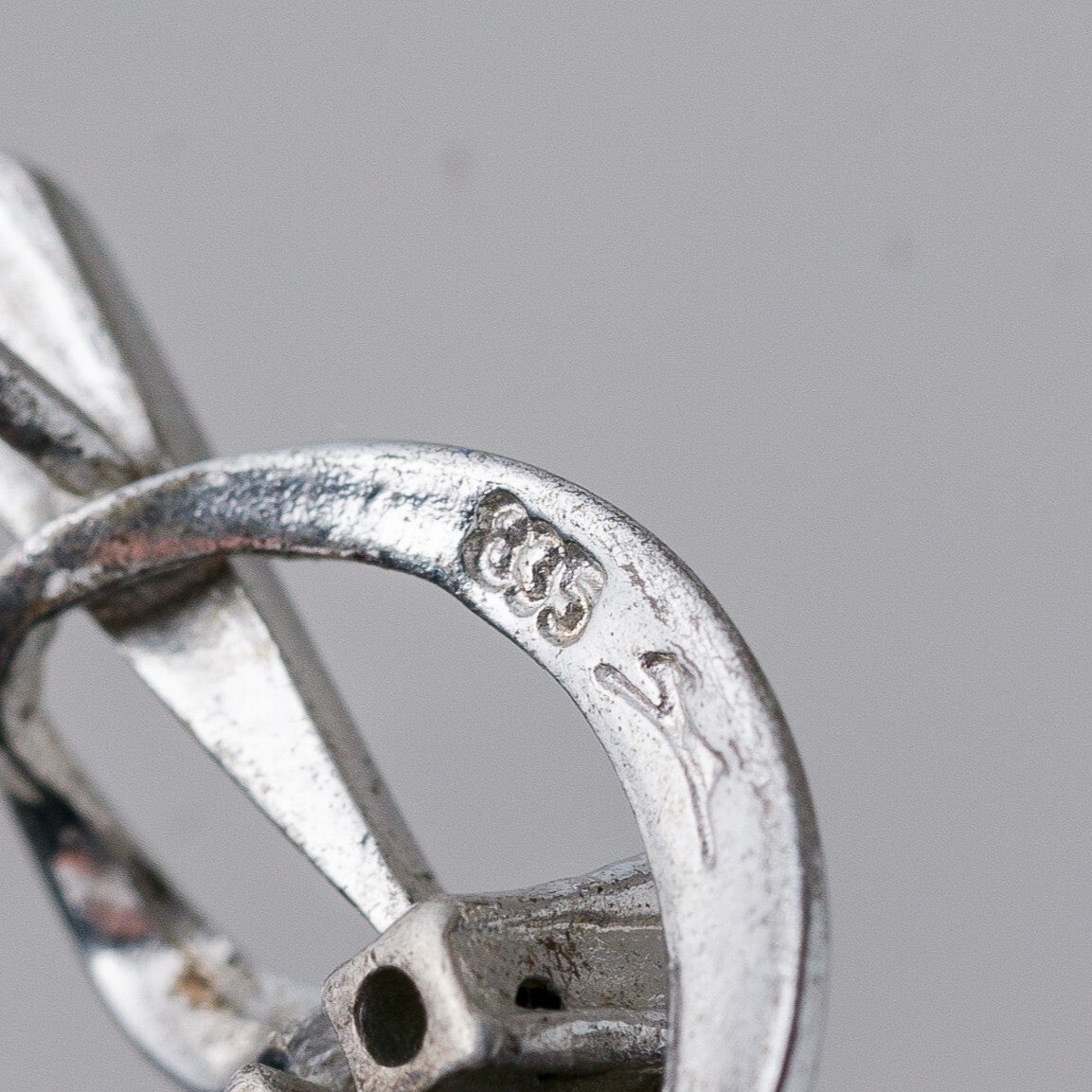 Anhänger 835 Silber Perle Weiße Steine 3,1 cm 1,71 g6