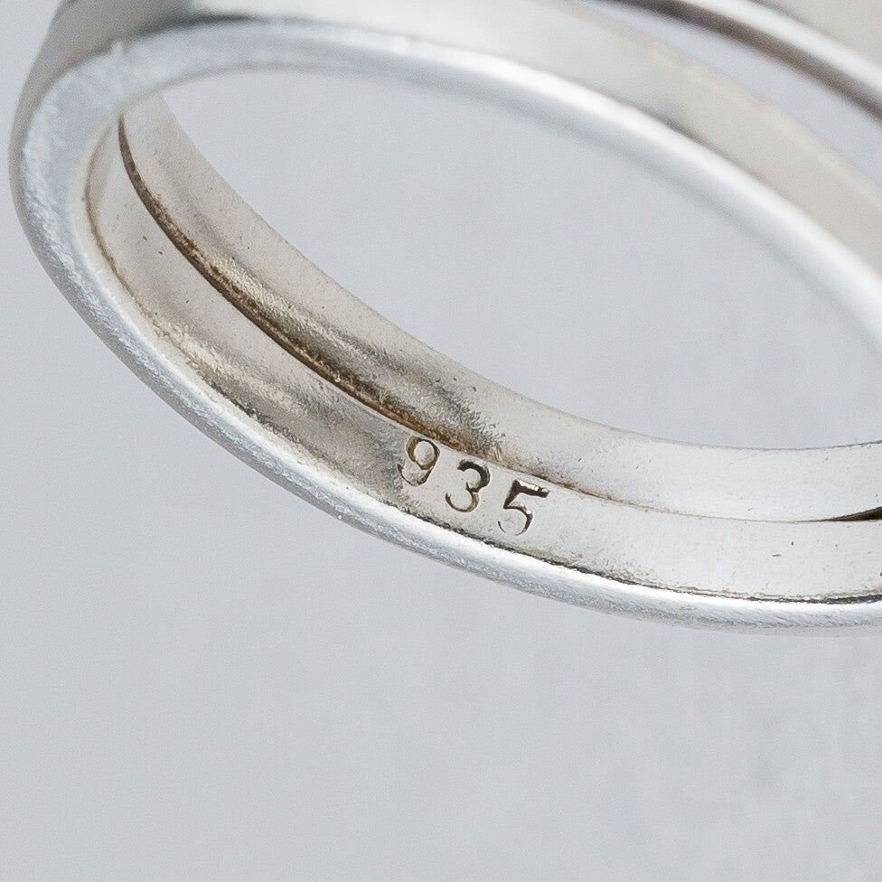 Silber Ring 935 Schwarze Steine Größe 54 (17,2 mm Ø) 4,8 g5