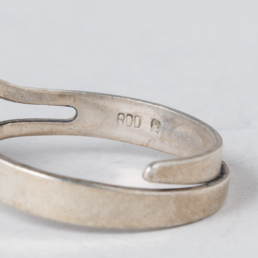 Ring Schwarzer Stein 800er Silber 1,56 g Größe flexibel3