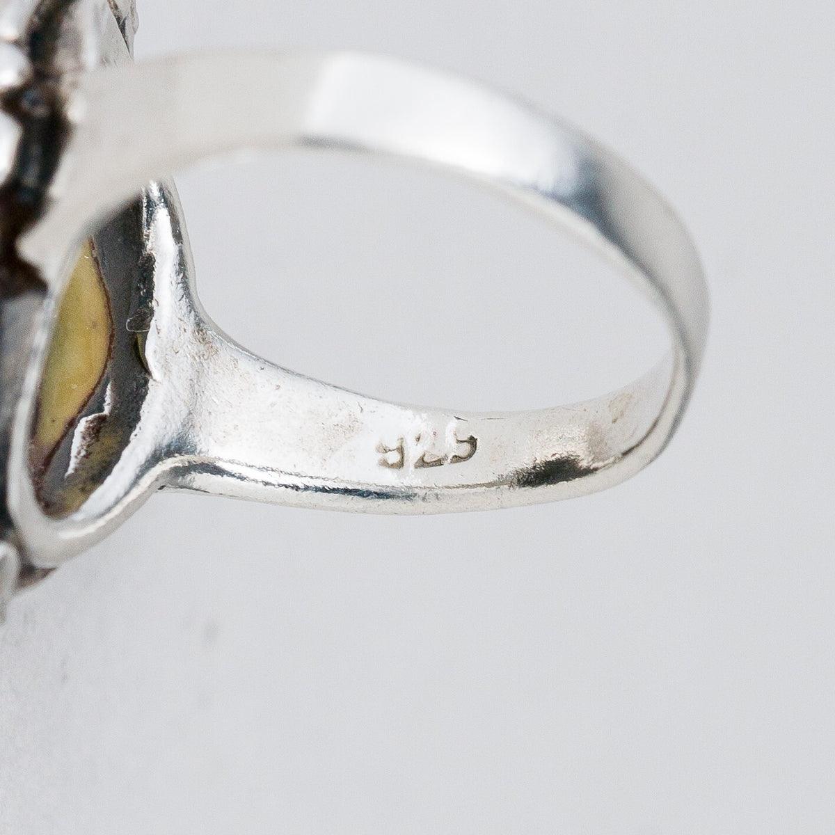 Silber Ring 925 Schwarzer Stein Größe 47 (15,0 mm Ø) 3,66 g6