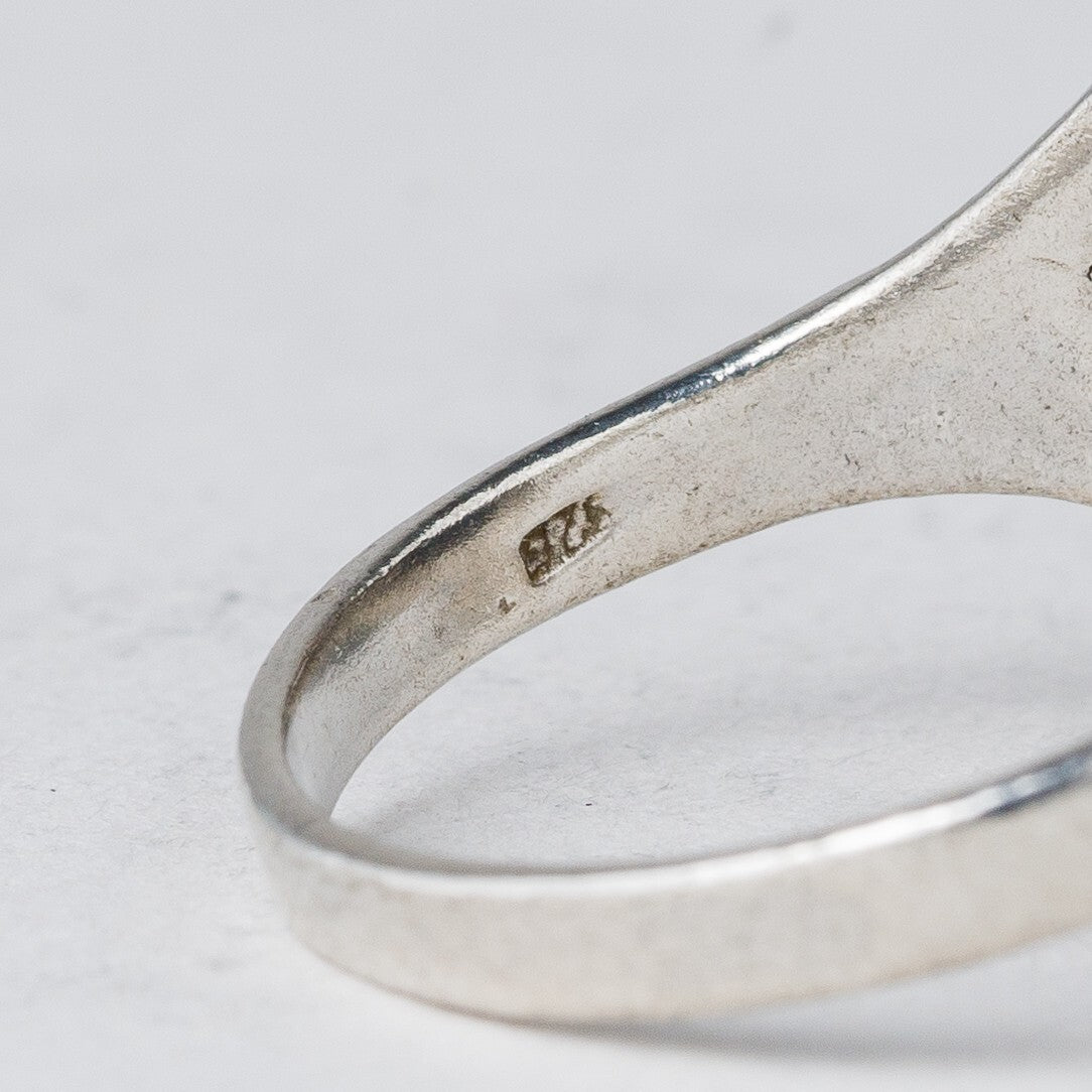 Silber Ring 925 Schwarzer Stein Größe 58 (18,4 mm Ø) 4,59 g5