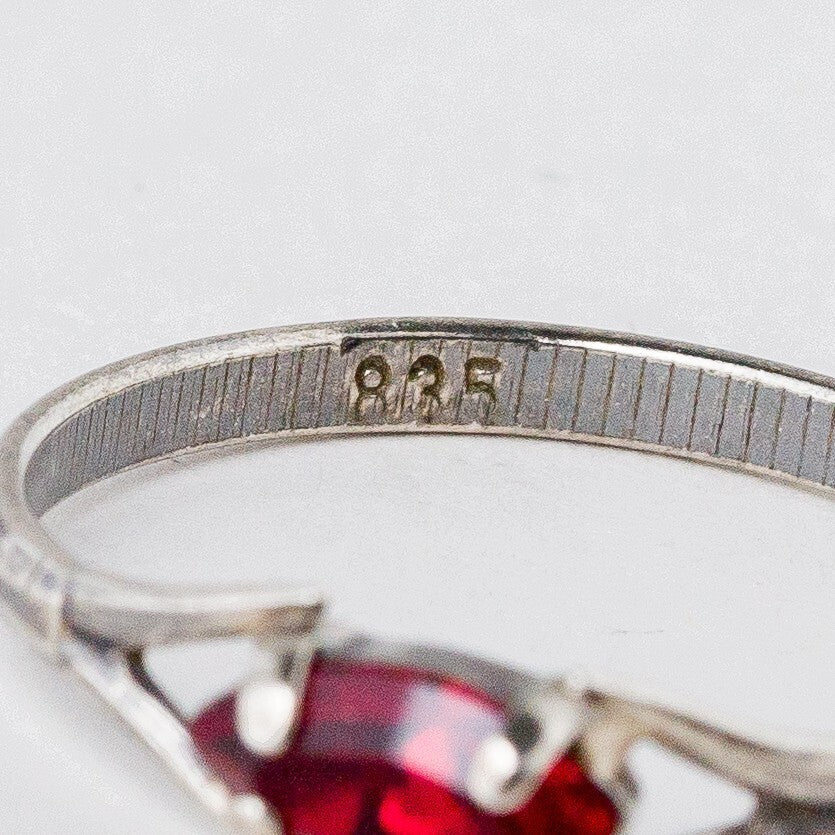 Silber Ring 55 (17,5 mm Ø) 835 Roter Stein 1,06 g7