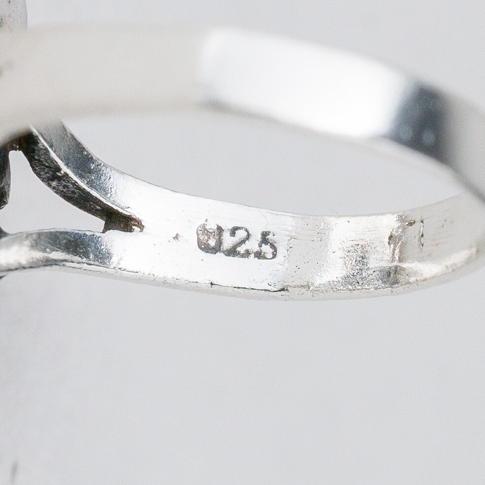 Silber Ring 925 Schwarzer Stein Größe 49 (15,6 mm Ø) 3,09 g5