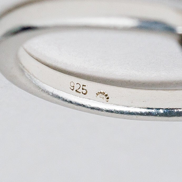 Silber Ring 925 Weißer Stein Größe 50 (15,9 mm Ø) 1,75 g7