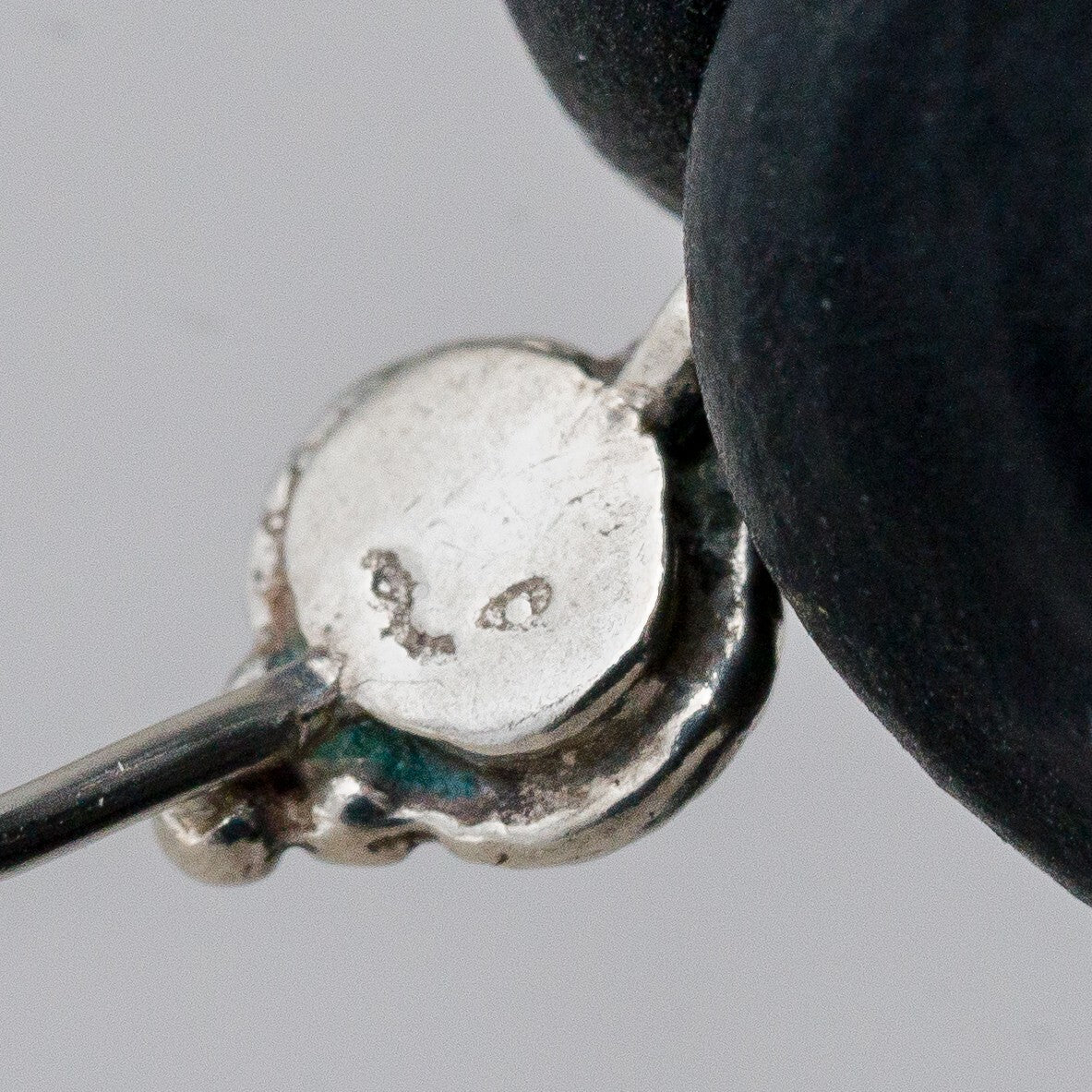 Silber Ring 57 (18,1 mm Ø) Schwarzer Stein 0,88 g7